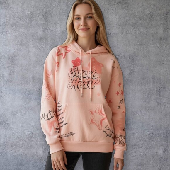 EASEL SWEET HEART GRAFFITI OVERSIZED SWEATSHIRT - Picture 1 of 4